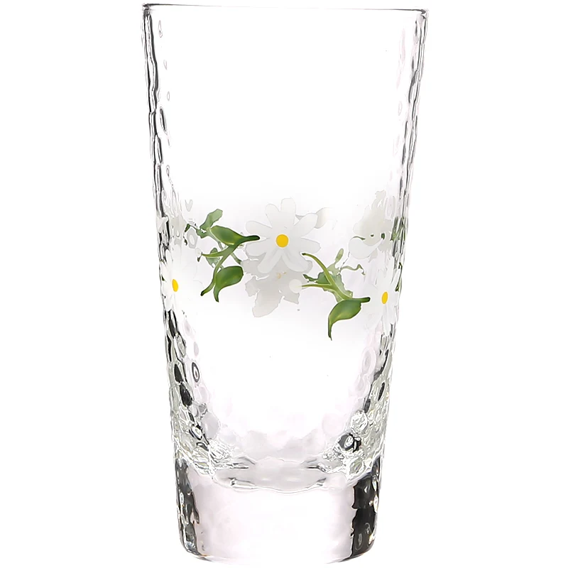 

Small Daisy glass INS style light luxury drinking water cup household living room cup heat resistance fresh and simple