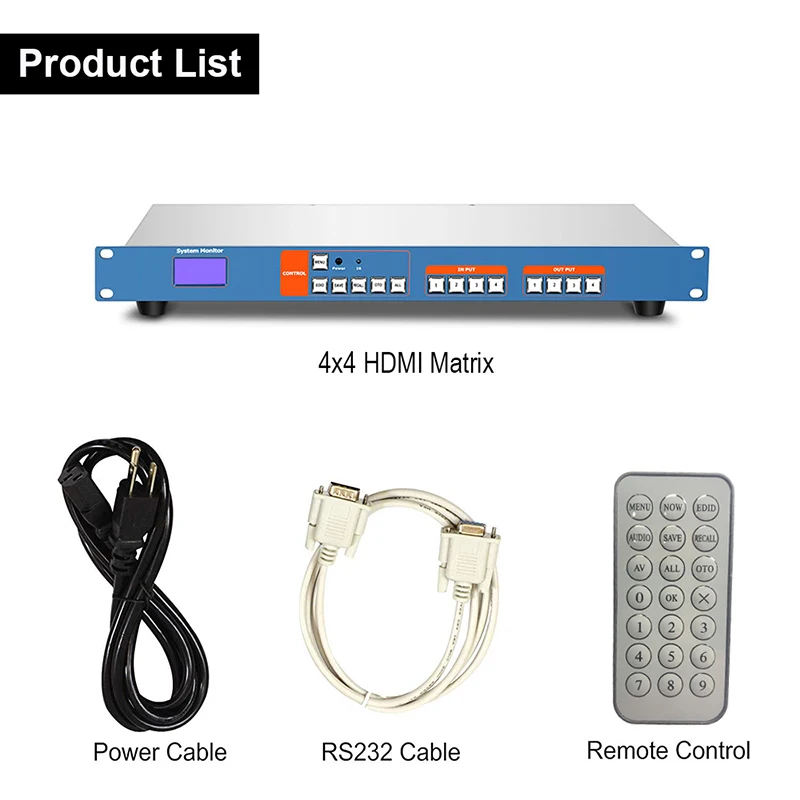 SZBITC UHD HDMI матрица 4X4 4k/2K коммутатор 4 в выхода 3D EDID видео дисплей Авто RS232 ИК пульт