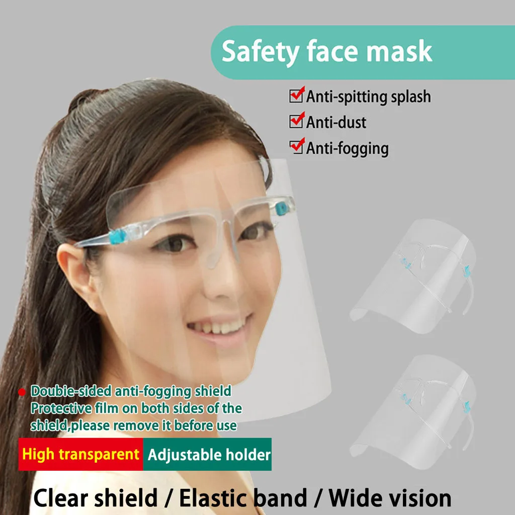 

Safety Face Shields with Glasses Frames (Pack of 10) - Ultra Clear Protective Full Face Shields to Protect Eyes, Nose, Mouth A20