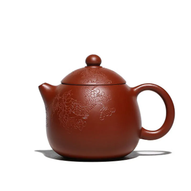 

Yixing Purple Sand Teapot Pure Handmade Raw Ore Red Mud Carved Dragon Egg Xishi Pot Home Affordable Bubble Kettle Special Offer