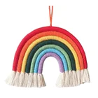 Скандинавская ручная плетеная Радужная веревка с кисточками в стиле бохо, декоративная подвеска для детской комнаты