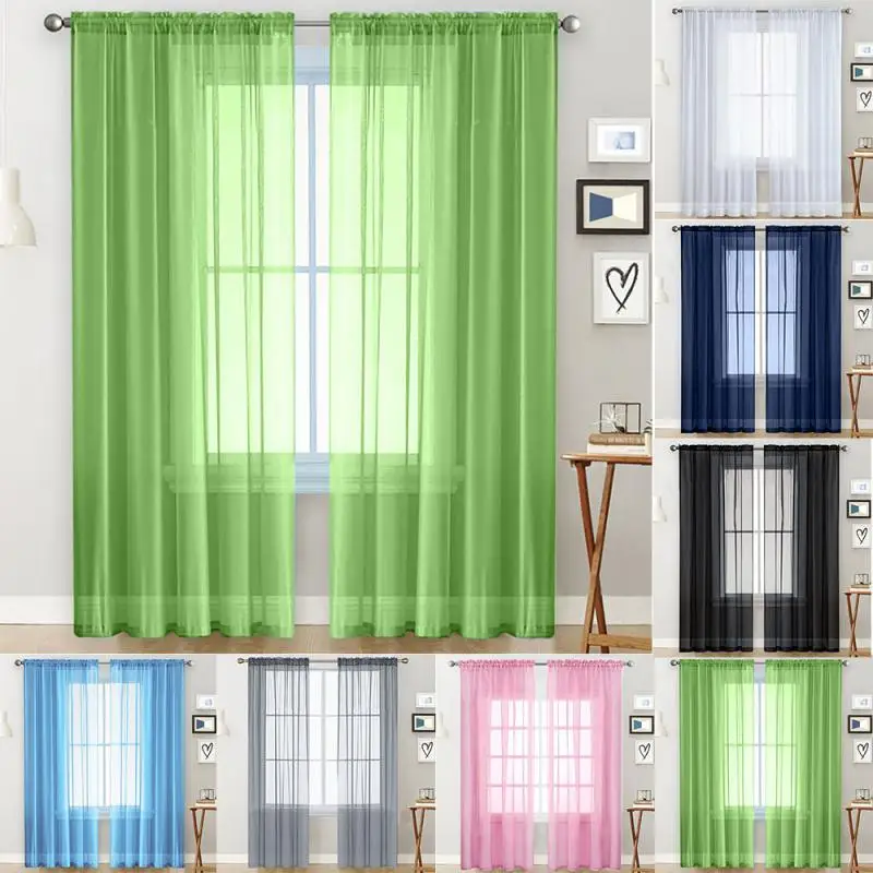 

1pcs Solid Color Curtain Modern Minimalist Living Room Bedroom Terylene Window Screen Home Decoration Voile Window Treatments