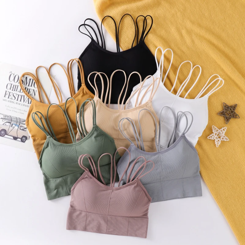 

Tube Tops solid color thread thin strap tube top Female underwear seamless movement VWomen's Intimates breathable Maiden bra