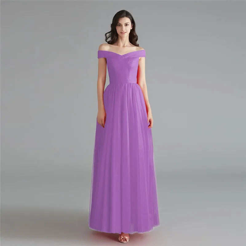 lilac Платья подружки невесты Элегантное длинное платье на свадебную вечеринку Королевские синие платья большого размера из тюля для подружки невесты - Цвет: lilac