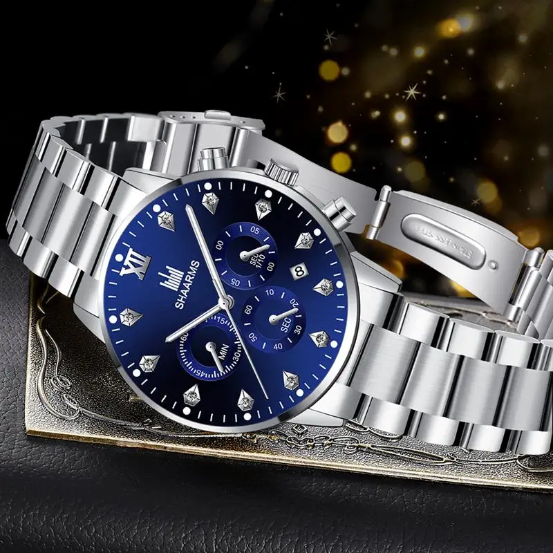 Мужские часы модные брендовые кварцевые ремешок из нержавеющей стали военные