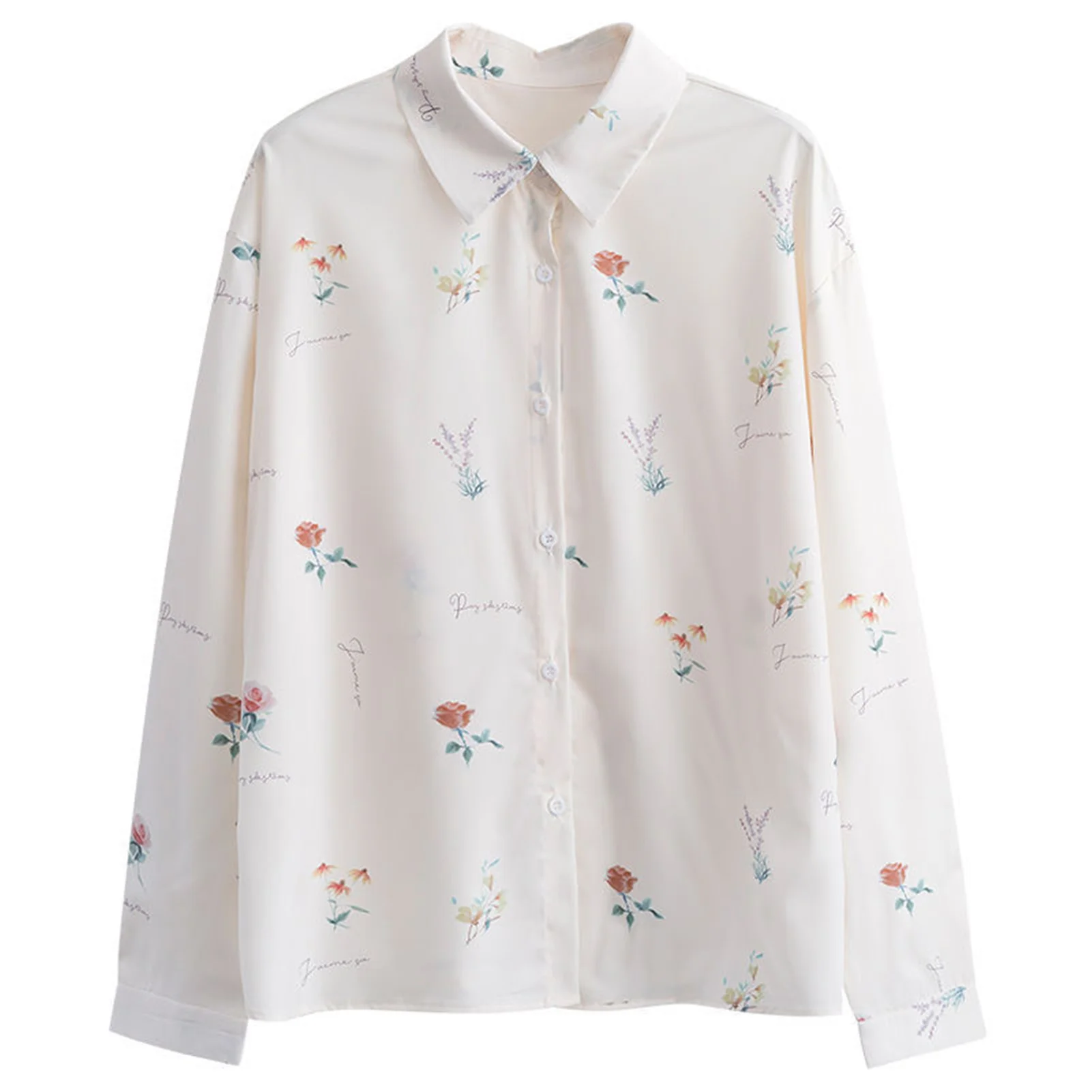 

Женская рубашка из хлопка с цветочным принтом; Футболки с длинными рукавами верхняя для девочек на весну-лето Лидер продаж-WT Лучшие продажи...