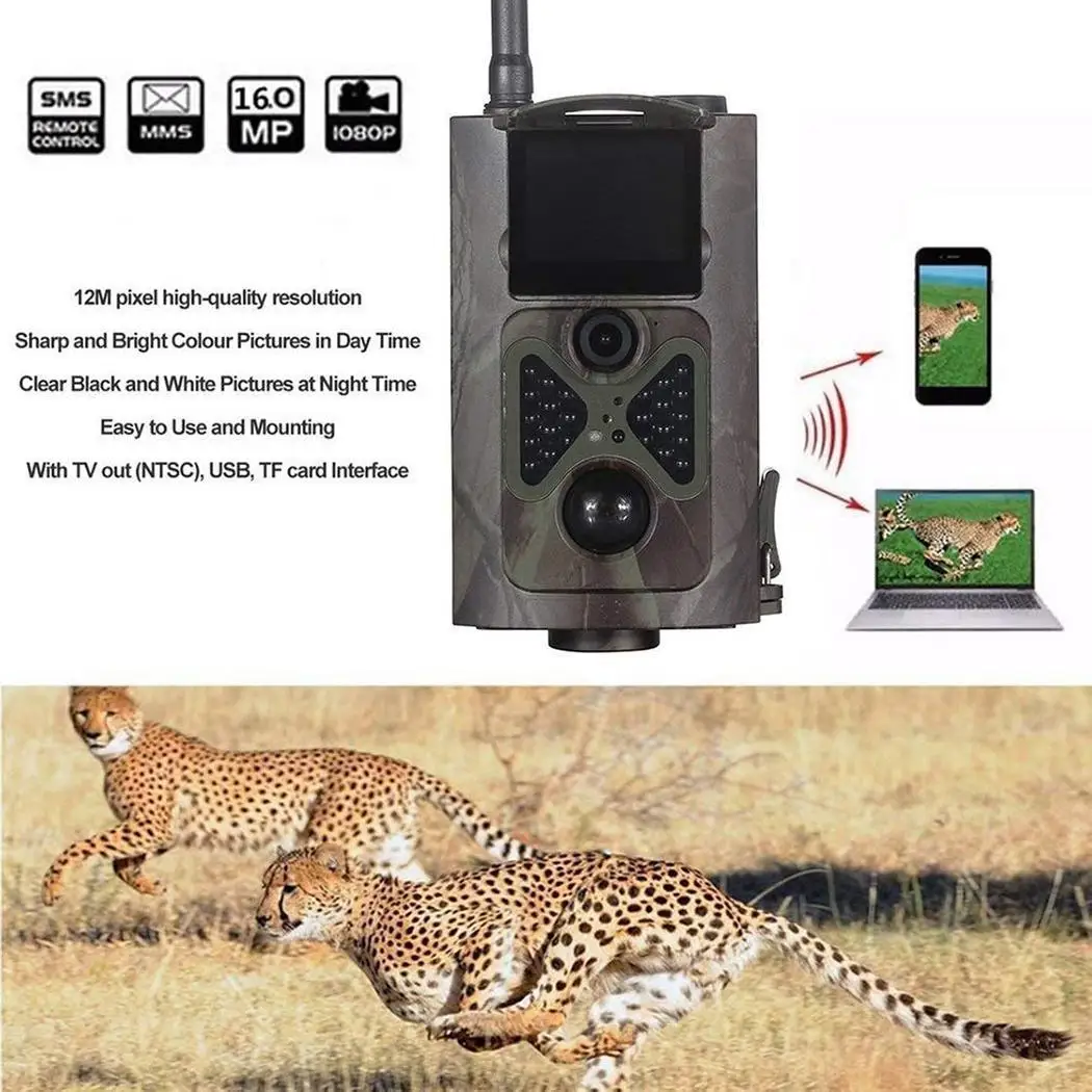 Охотничья камера 16MP HD 1080P инфракрасная 0.2mA IP54 ночного видения 24 светодиода Дикая