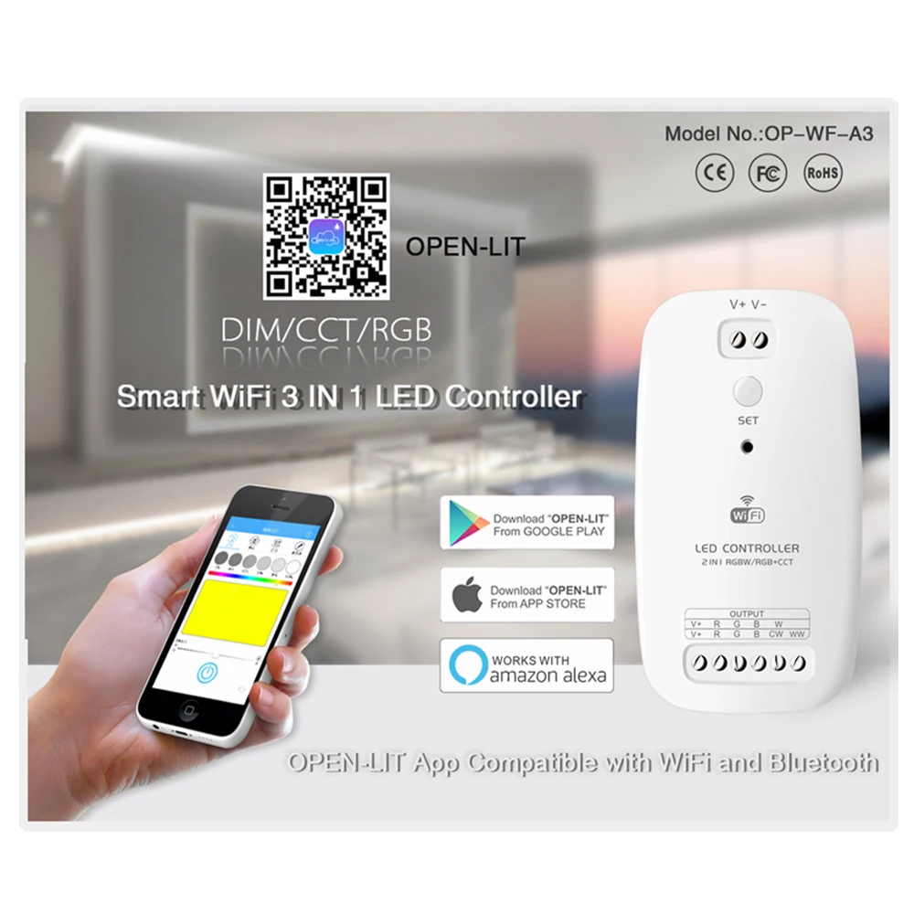 15A 3 в 1 WiFi контроллер Amazon Alexa Voice wi fi светодиодный смарт-пульт дистанционного