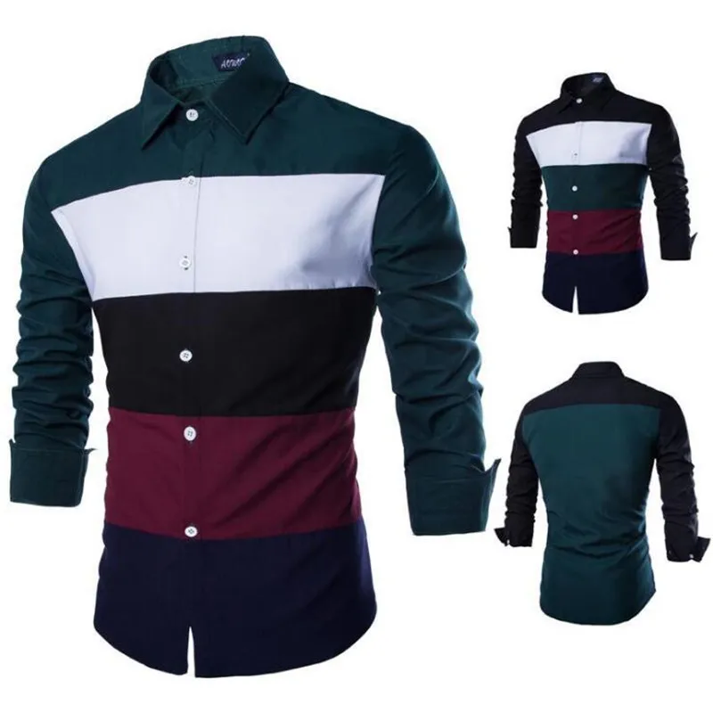 Новые мужские рубашки с длинным рукавом размера плюс хлопковые смешанные
