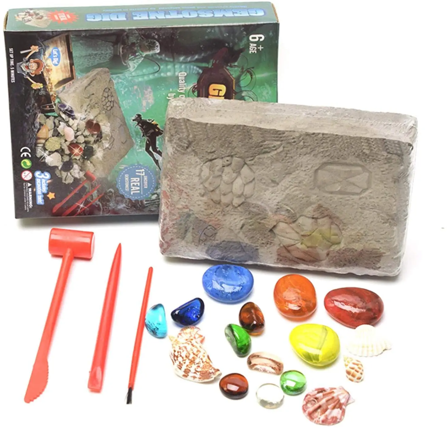 Mega Gem Dig Kit Great Science Gemology Mining Gift Kids игрушки для раскопок научный подарок любителей