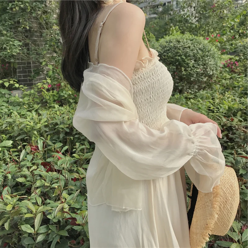 Женское шифоновое болеро с длинным рукавом абрикосовый белый черный | Свадьбы и