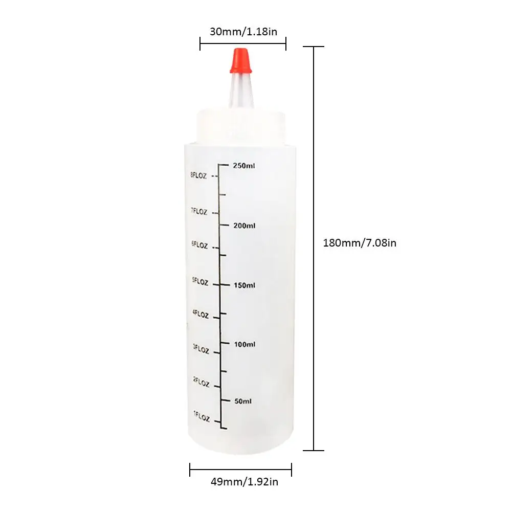 5 шт. 250 мл пластиковая игольчатая бутылка со шкалой с герметичной крышкой для