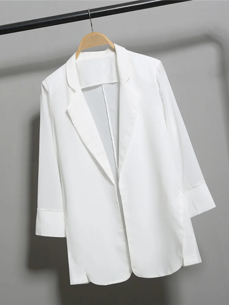 Женские шифоновые блейзеры белые однотонные легкие Свободные пиджаки с рукавом