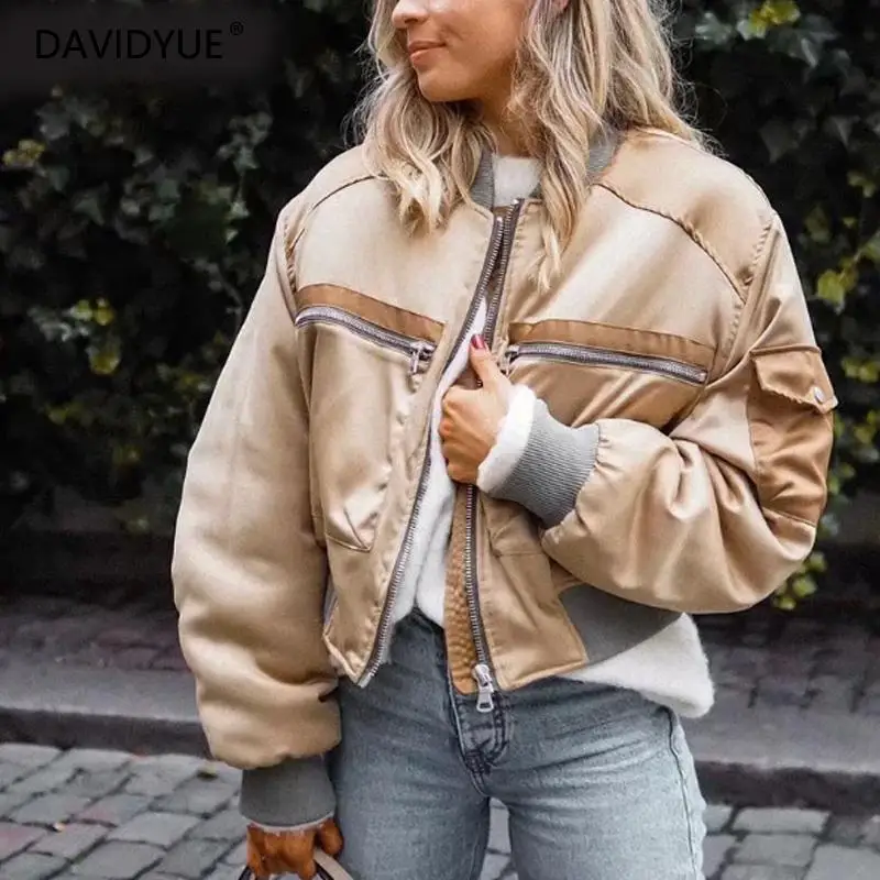 Женское зимнее пальто 2019 куртка бомбер с длинным рукавом теплая верхняя одежда