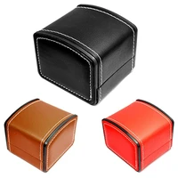 faux leather square jewelry watch case display gift box with pillow cushion