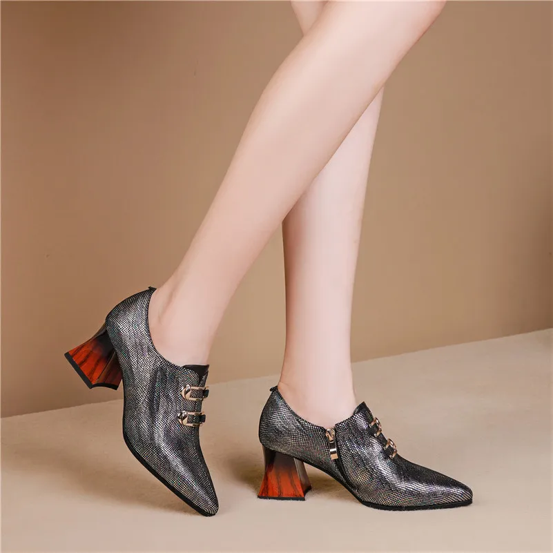 FEDONAS/2020 г. новые весенние элегантные офисные женские туфли с острым носком на