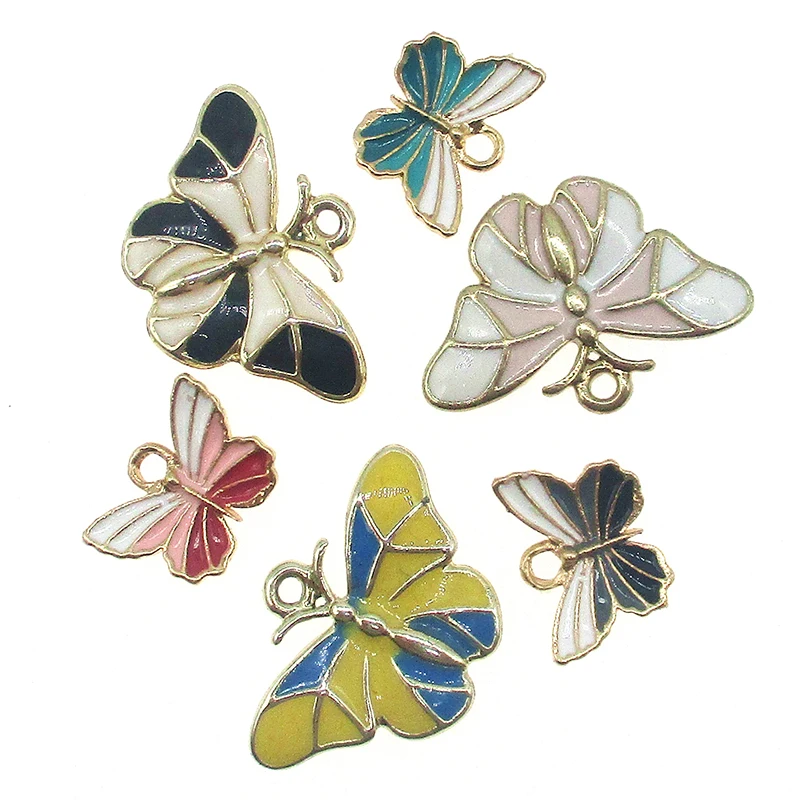 10pcs/lot Animal Insect Series Enamel Beautiful Butterfly Charm For DIY Earring Necklace Bracelet Jewelry Making Accessory New | Украшения