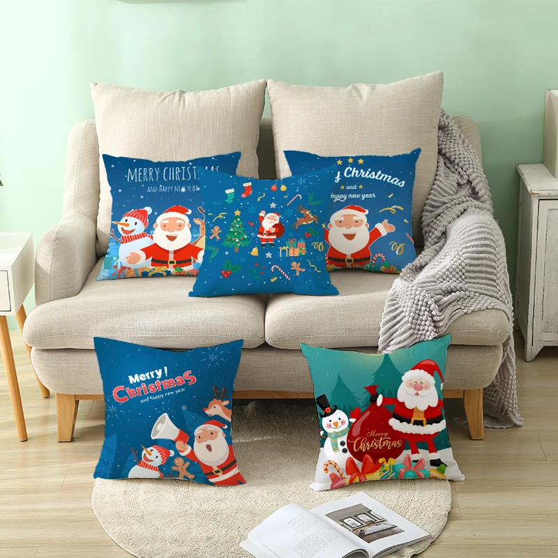 

Puremind Marry Christmas Cushion Catoon Style Animal Elk SantaClaus Decoration Home Decor Sofa Pillow Case Happy New Year TPR418
