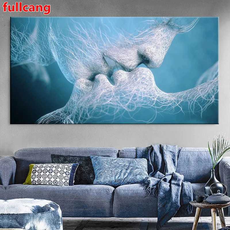 

Abstract Love Kiss 5D DIY Diamond Painting Square Round Diamond embroidery Diamond mosaic stitch home decor drop shipping JX2477