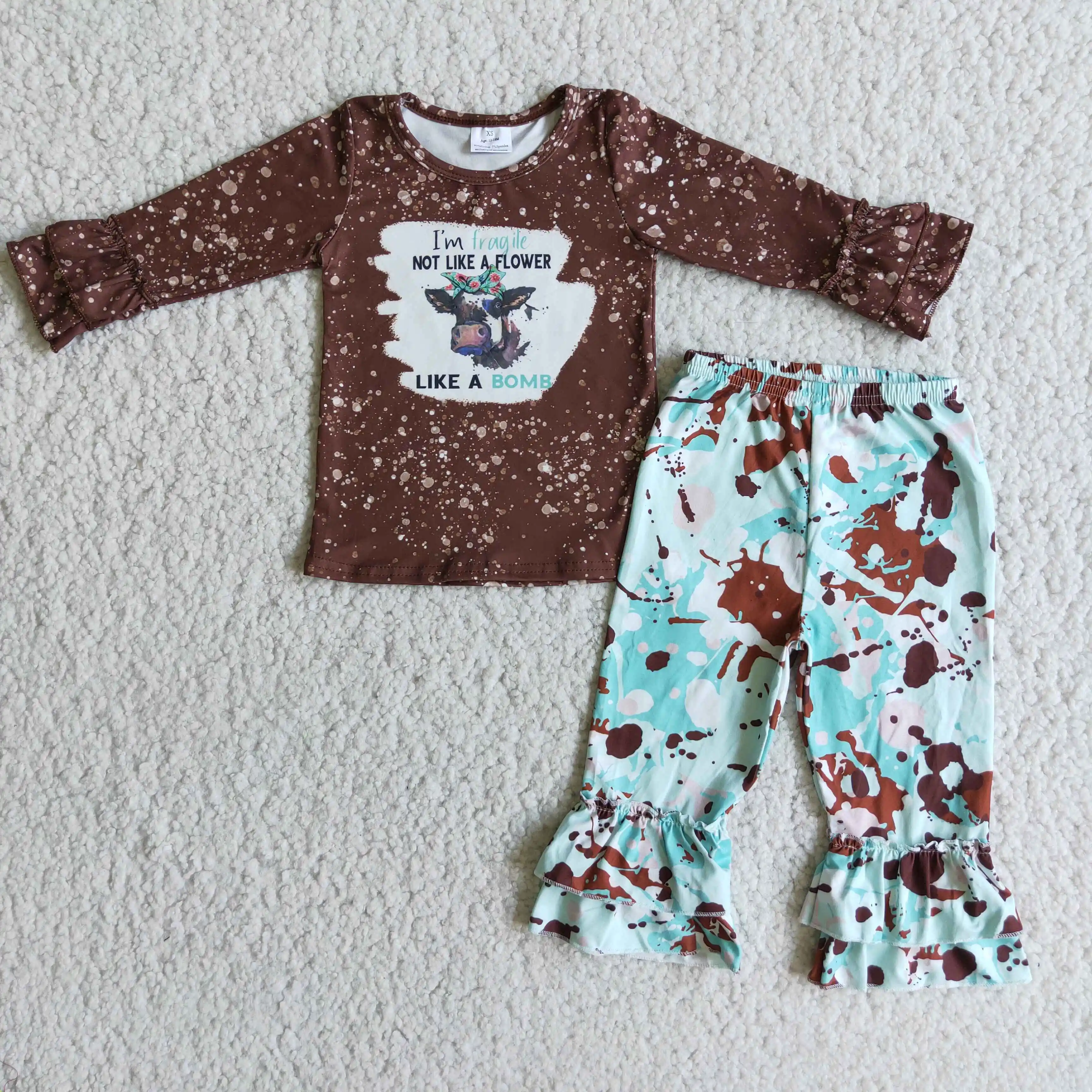 

I'm Fragile Not Like A Flower But A Bomb 7uyKids Two Pieces Sets Baby Girl Clothes Children Clothing Outfits