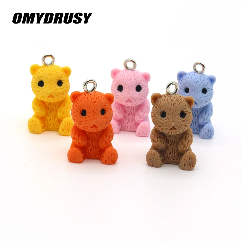 

10 шт. Милая медвежонок из смолы Смешанные Подвески 3D медведи Животные Подвески для серьги ожерелья телефона очаровательные аксессуары «сде...