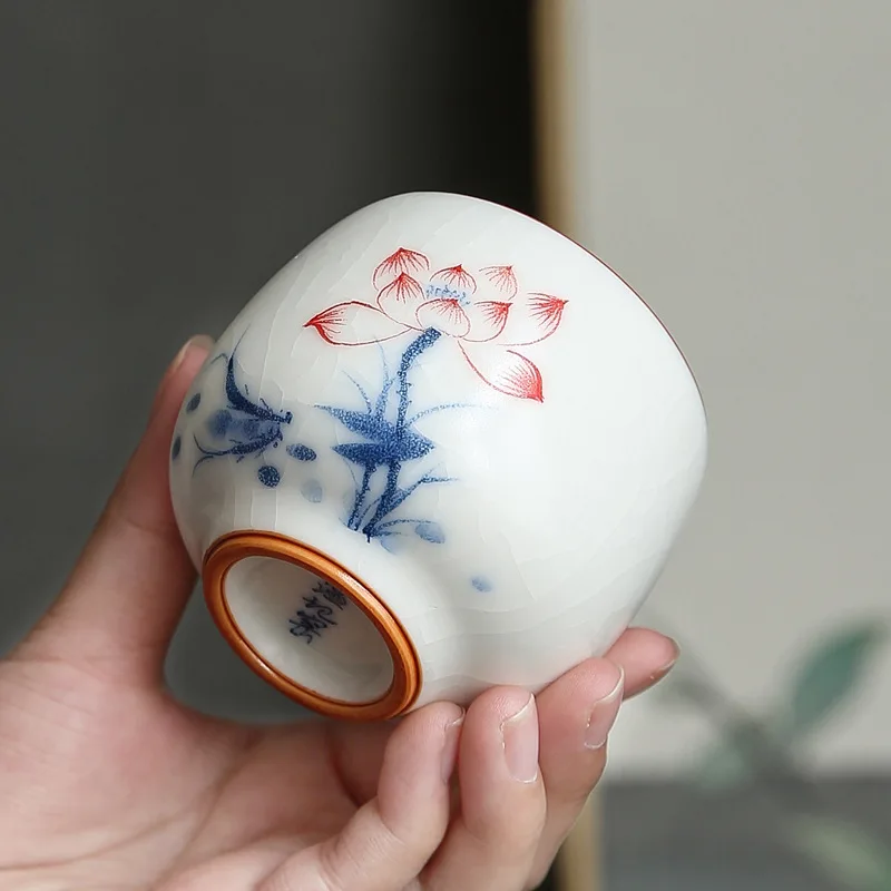 Juego de t&eacute; de kung-fu pintado a mano, vaso Maestro de taza &uacute;nica, taza de t&eacute; port&aacute;til con brillo-2
