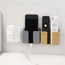Wall Mounted Organizer Air Conditioner TV Remote Control Storage Box Mobile Phone Plug Holder Multifunction USB Charging  Stand