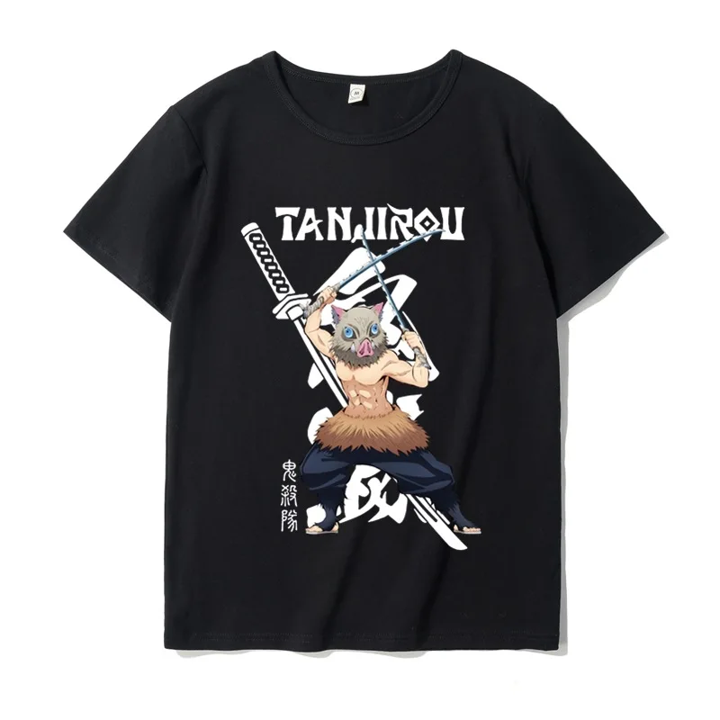 

Ghost Slayer Anime Cartoon Print T-shirt Casual Parent-child Couple Fashion Gothic T-shirt Boys Girl Harajuku Style Short Sleeve