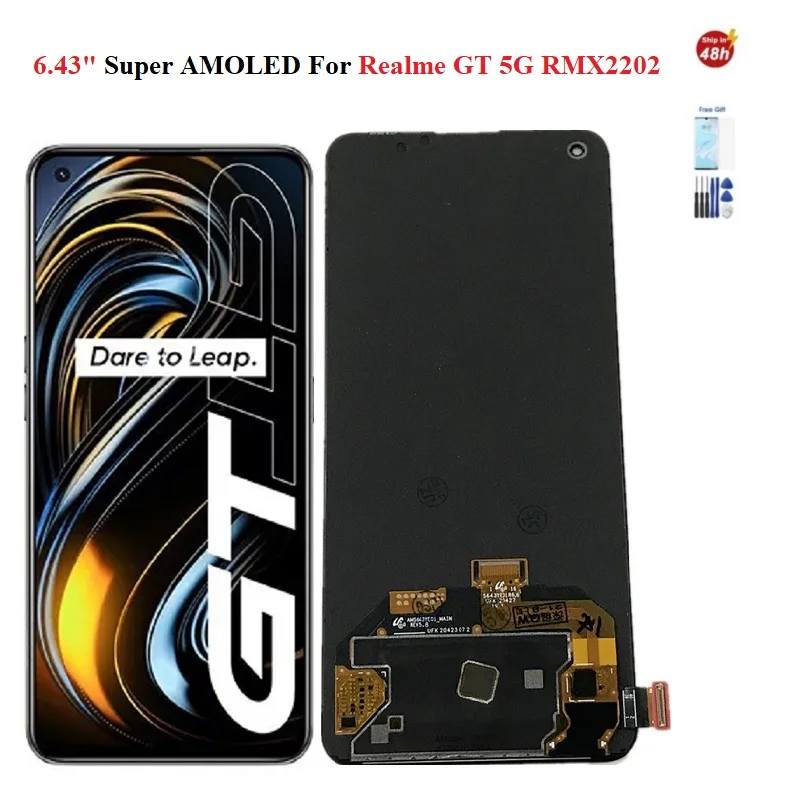 

6.43 Inch Super AMOLED for Realme GT 5G LCD RMX2202 Display Touch Screen Digitizer for Reale GT Display RMX2202 LCD Screen