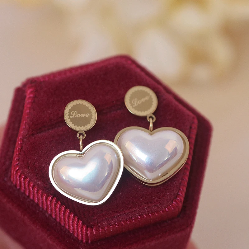 

High Quality Titanium Stainless Steel Earring for Women Sweet Romantic Imitation Pearl Drop Dangle Earring Wedding Party Jewelry