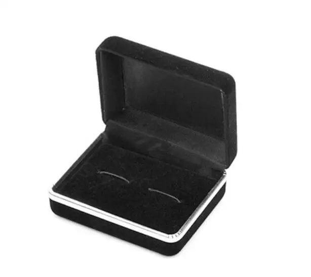 Fashion Velvet Cufflinks Box Cuff Link Gift Boxes Black Blue Men's Jewelry Accessories Wholesale 50pcs/lot