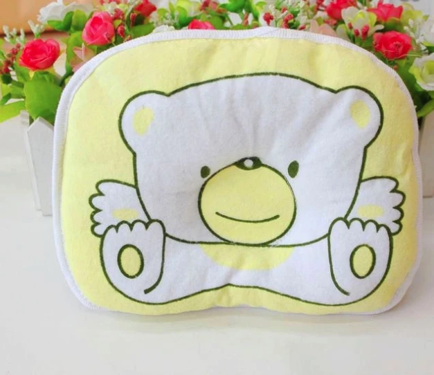 Yellow Bear Новорожденный Младенец анти-ролл Подушка плоская голова шеи предотвратить младенческой поддержки Детская кроватка плоская подушка для головы для новорожденного YYT344 - Цвет: Yellow Bear