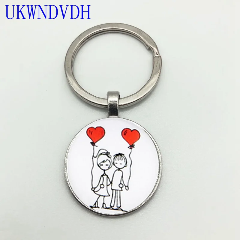 

Love balloon pattern keychain glass pendant, classic, worthy of possession, distinctive keychain pendant