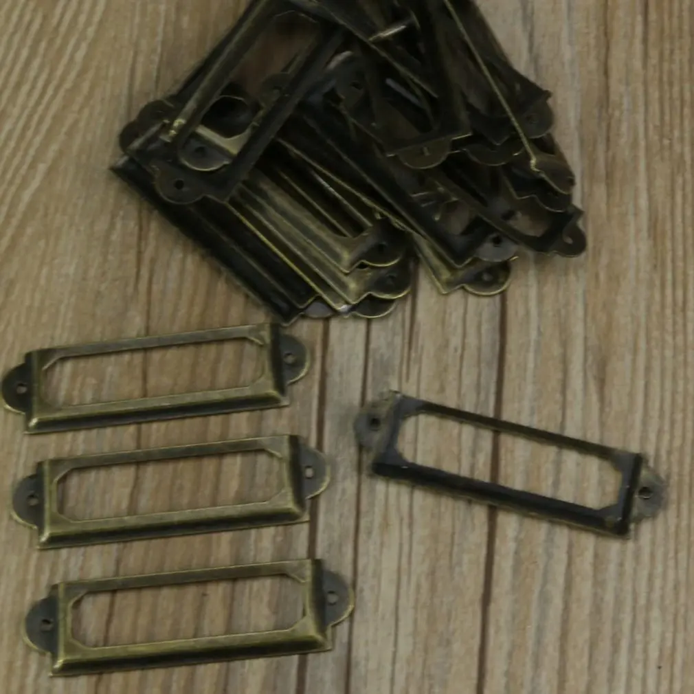 

50pcs Label Card Frame Holder Bookcase Shelf Drawer Cabinet Antique Bronze Iron Label Frame
