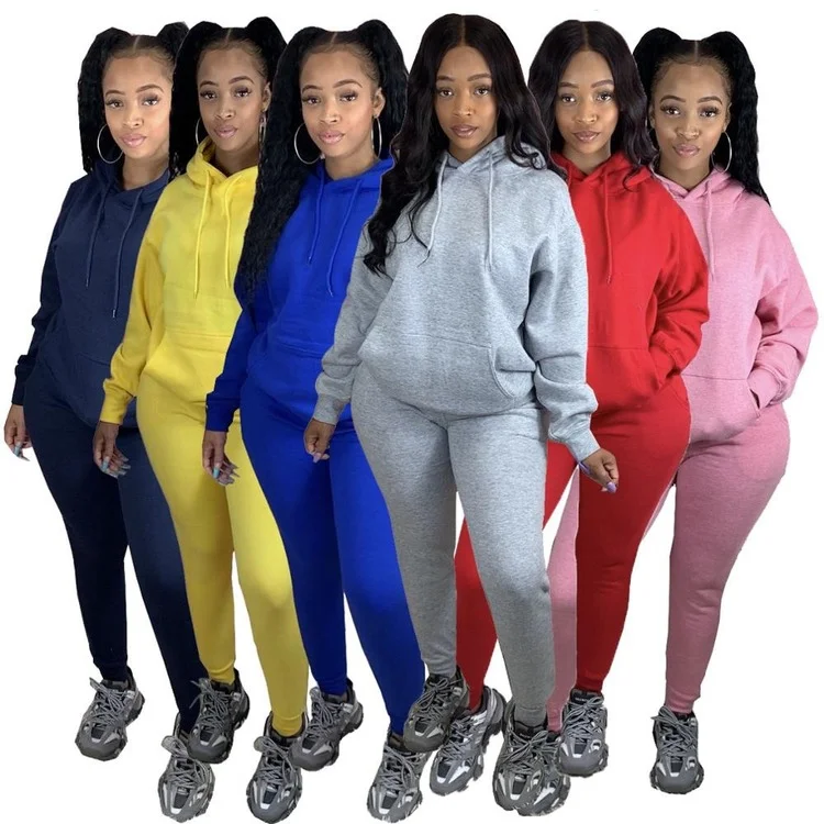 

Fashion Women Two Piece Set Hooded Sweatshirts Pencil Jogger Sweatpants Suit Tracksuit Fitness Outfit Matching Set