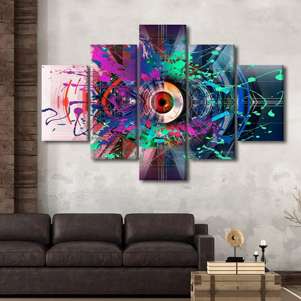 

Красочная картина Magic Eye на холсте, современный настенный художественный плакат, картина для домашнего декора