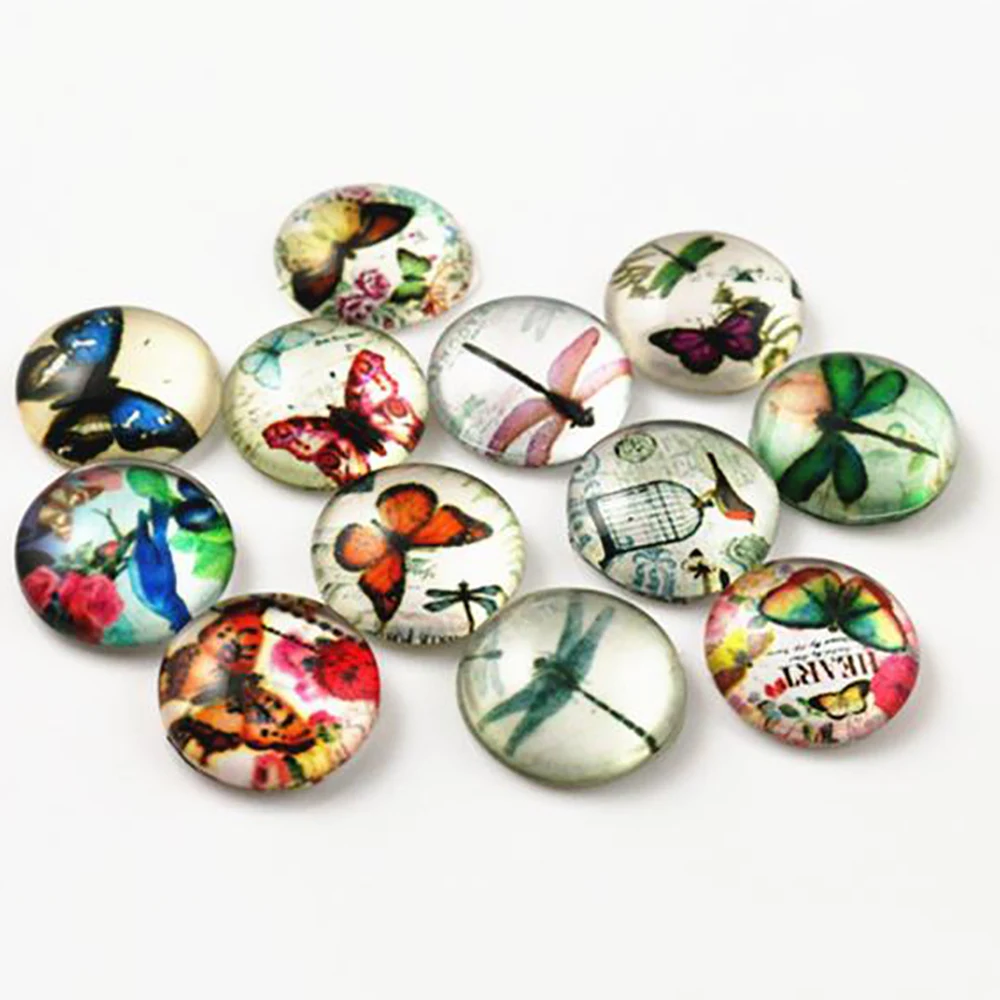 Горячая продажа 50 шт 12 мм Смешанные Ручной работы фото стеклянные кабошоны (D5