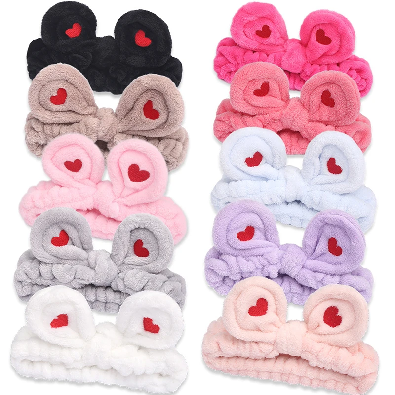

Love Embroidery Headband Soft Comfortable Sports Stylish Plush Love Headband Lovely Coral Fleece Decorate Hair Accessories