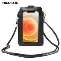 fulaikate vertical touch screen mobile phone bag universal shoulder portable pouch 5 5 6 7 6 9 card pocket pu leather holster
