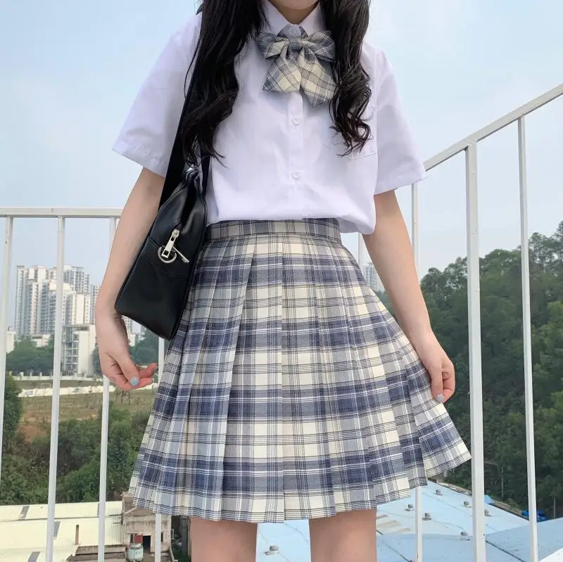Японский колледж JK Униформа юбка клетчатая плиссированная дикая Милая Свободная