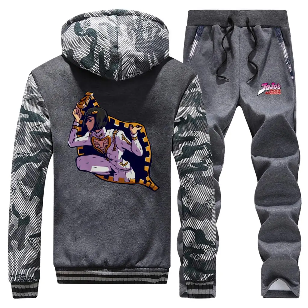 Аниме Харадзюку толстовки костюм зимняя флисовая Мужская толстовка JoJo Необычные