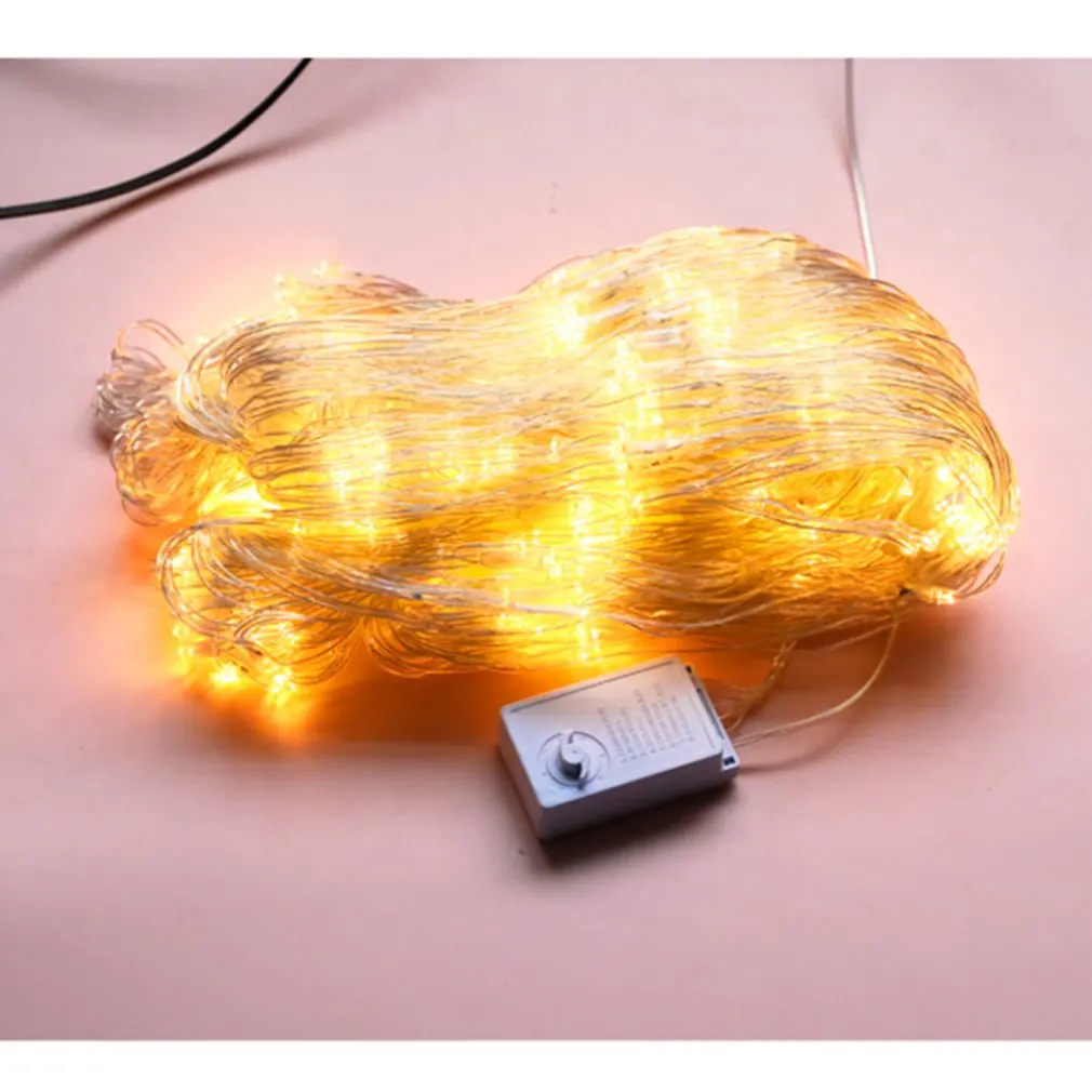 

LED Net Mesh Fairy String Light Garland Window Curtain Wedding Party Holiday Light Eight functions with tail plug
