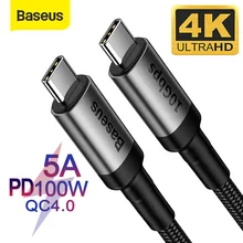 Baseus USB 3.1 Type C to USB C Cable for Huawei Samsung S9 S10 PD 100W Quick Charge 4.0 USB C Cable for MacBook Pro Type C Cable