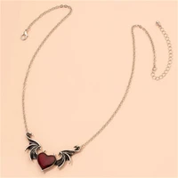 2021 antique chain enamel heart angel wings minimalism pendant choker necklaces trendy korean fashion party jewelry wholesale