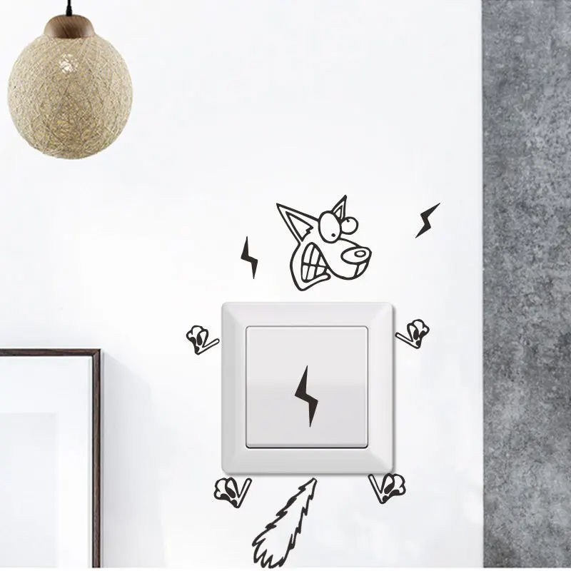 Настенный стикер с электрошоком для мультфильма Собака съемные забавные