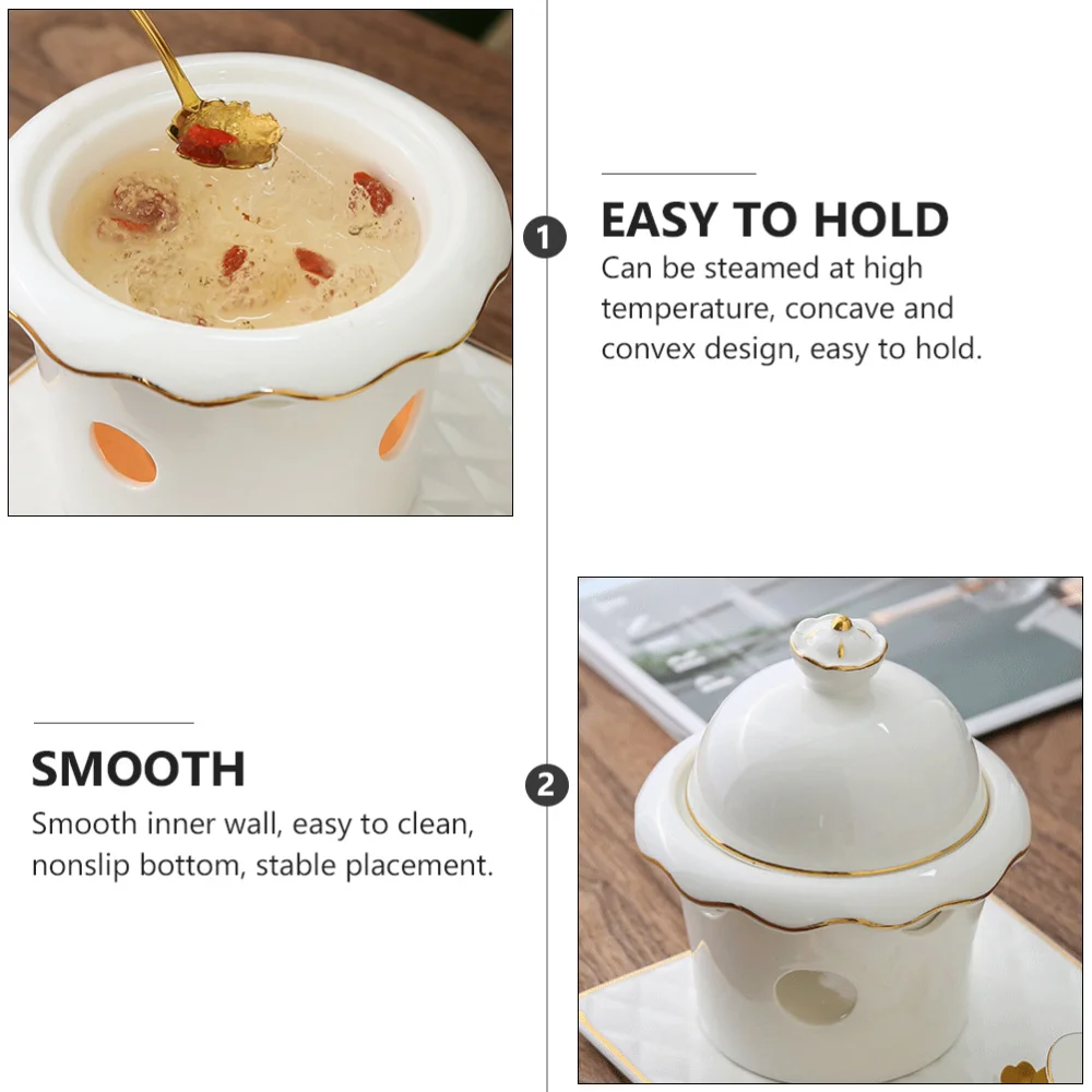

1 Set Practical Ceramic Sweetmeat Cup Cubilose Shark Fin Heating Bowl 200ml