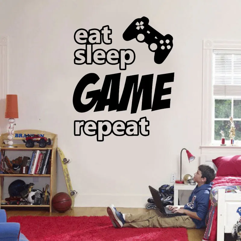 Eat Sleep игры Повторите стены Стикеры с переменным фокусным расстоянием искусство