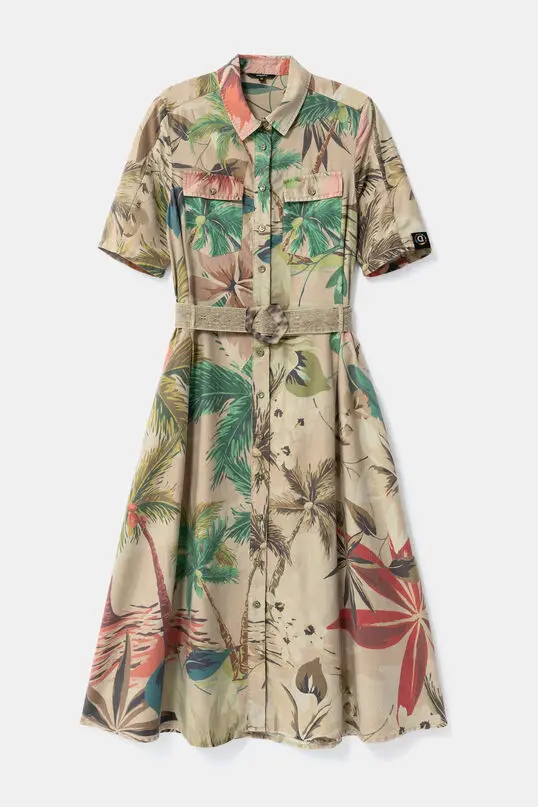 Камуфляжное облегающее модное платье в испанском стиле с коротким