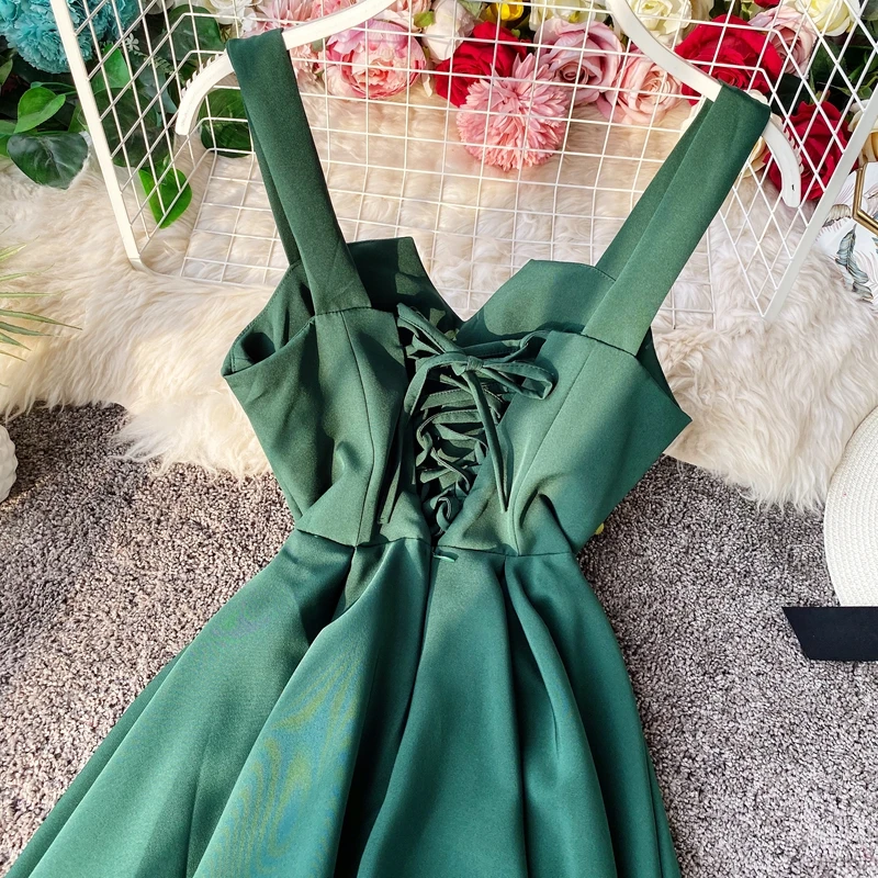 Платье SINGRAIN женское длинное на бретельках винтажное однотонное Клубное платье