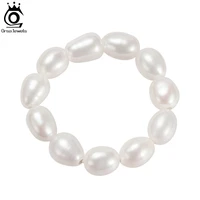 orsa jewels width rice shape natural freshwater pearl stretch ring for women 2021 trendy adjustable finger rings jewelry gpr05